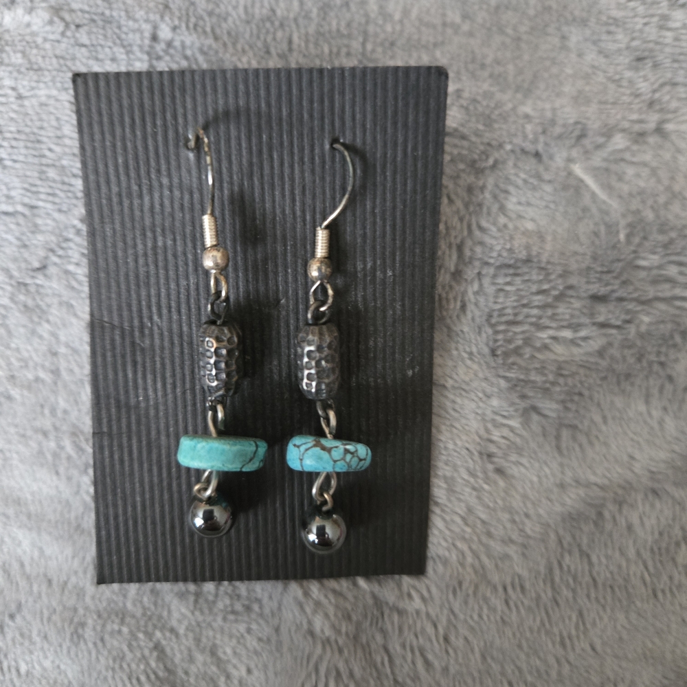 Chic Turquoise and Silver Drop Earrings
